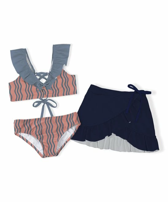 Discount ๐ Trend Blossoms Dusty Pink & Dusty Blue Stripe Flutter-Sleeve ๐ Bikini Set - ๐ง Girls ๐ 4 Discount ๐ Trend Blossoms Dusty Pink & Dusty Blue Stripe Flutter-Sleeve ๐ Bikini Set - ๐ง Girls ๐ - Image 2