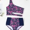 Best Pirce 🔔 Trend Blossoms Navy & Pink Floral Asymmetrical Cut-Out High-Waist 👙 Bikini - 👧 Girls ⭐ -Trend Blossoms-shop zu110725787 main tm1669072878