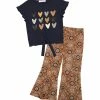 Buy ⌛ Trend Blossoms Dark Navy Hearts Knot-Front Top & Brown Arabesque Flare Pants - 👧 Girls 🧨 -Trend Blossoms-shop zu110733686 main tm1668627310