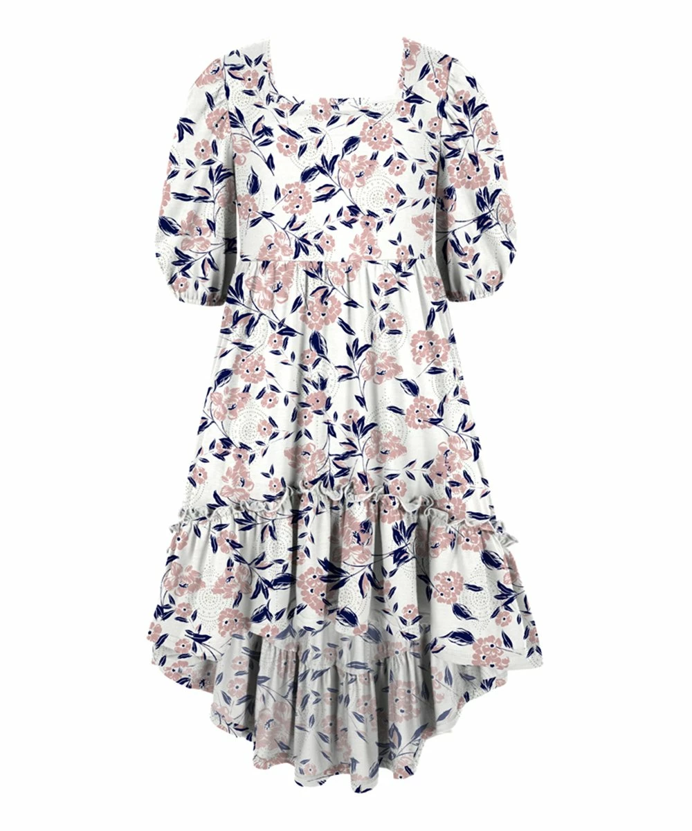 Top 10 โ Trend Blossoms Ivory & Dusty Pink Floral Hi-Low Peasant ๐ Dress - ๐ง Girls ๐ 3 Top 10 โ Trend Blossoms Ivory & Dusty Pink Floral Hi-Low Peasant ๐ Dress - ๐ง Girls ๐