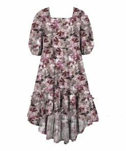 Best reviews of 🥰 Trend Blossoms Dusty Pink & Wine Berry Floral Hi-Low Peasant 👗 Dress - 👧 Girls 🎁