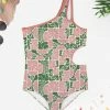 Coupon 🥰 Trend Blossoms Dusty Pink & Green Floral Asymmetrical Cut-Out One-Piece - 👧 Girls ⌛ -Trend Blossoms-shop zu110734183 main tm1669072878