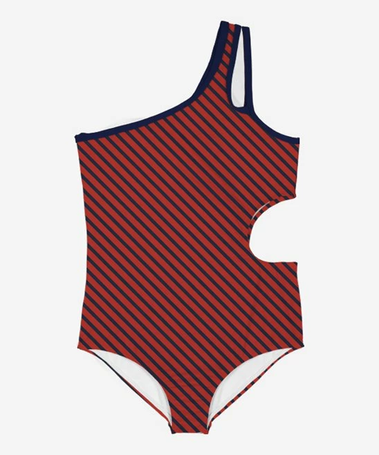 Brand new π― Trend Blossoms Red & Navy Stripe Asymmetrical Cut-Out One-Piece - π§ Girls π 4 Brand new π― Trend Blossoms Red & Navy Stripe Asymmetrical Cut-Out One-Piece - π§ Girls π - Image 2