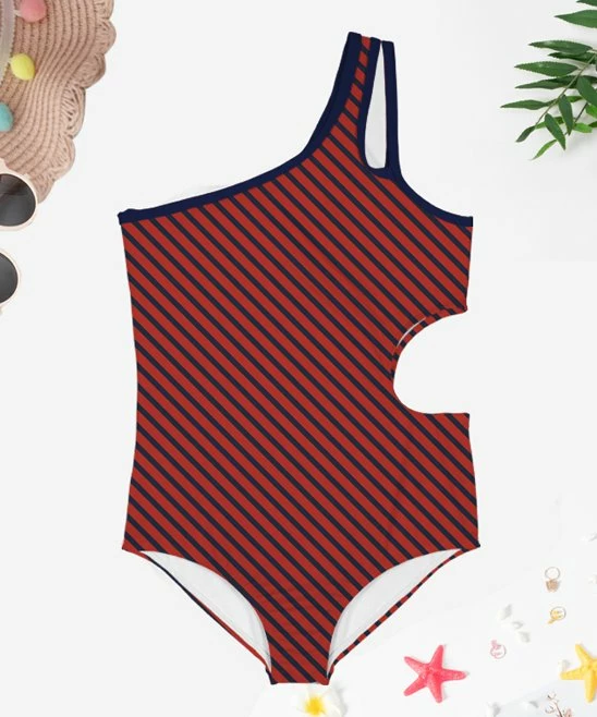 Brand new π― Trend Blossoms Red & Navy Stripe Asymmetrical Cut-Out One-Piece - π§ Girls π 3 Brand new π― Trend Blossoms Red & Navy Stripe Asymmetrical Cut-Out One-Piece - π§ Girls π