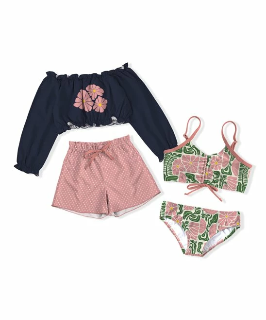 Top 10 ๐ Trend Blossoms Navy & Dusty Pink Floral & Polka Dot ๐ Bikini Set - ๐ง Girls ๐ 4 Top 10 ๐ Trend Blossoms Navy & Dusty Pink Floral & Polka Dot ๐ Bikini Set - ๐ง Girls ๐ - Image 2