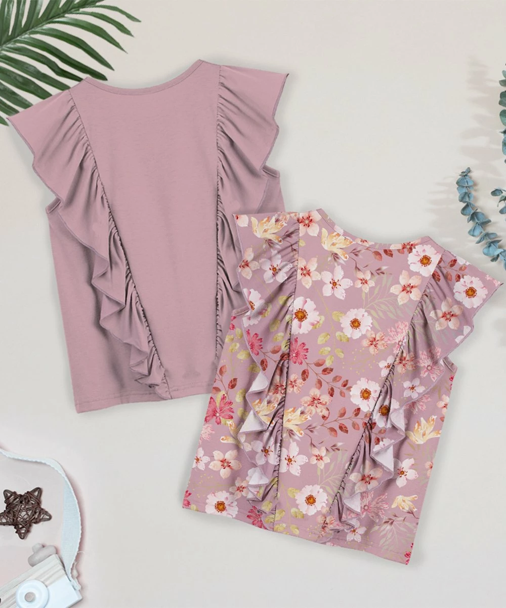Flash Sale ๐ฅฐ Trend Blossoms Dusty Pink Floral Leaf Ruffle-Accent Sleeveless Top Set - ๐ง Girls ๐ 5 Flash Sale ๐ฅฐ Trend Blossoms Dusty Pink Floral Leaf Ruffle-Accent Sleeveless Top Set - ๐ง Girls ๐ - Image 3
