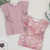 Flash Sale 🥰 Trend Blossoms Dusty Pink Floral Leaf Ruffle-Accent Sleeveless Top Set - 👧 Girls 😍 -Trend Blossoms-shop zu110746217 main tm1668870340