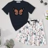 Coupon 👏 Trend Blossoms Navy Butterfly Knot-Hem Tee & Light Pink Floral Bow-Accent 👗 Skirt - 👧 Girls 😍 -Trend Blossoms-shop zu110746219 main tm1668870340