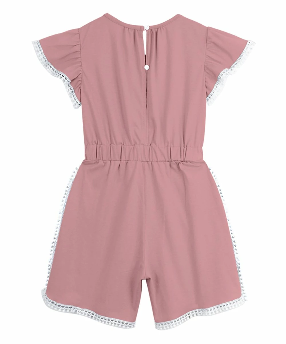 Top 10 ๐ Trend Blossoms Dusty Pink Bow-Front Angel-Sleeve Romper - ๐ง Girls ๐ 4 Top 10 ๐ Trend Blossoms Dusty Pink Bow-Front Angel-Sleeve Romper - ๐ง Girls ๐ - Image 2