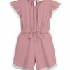Top 10 😍 Trend Blossoms Dusty Pink Bow-Front Angel-Sleeve Romper - 👧 Girls 🛒 -Trend Blossoms-shop zu110746221 main tm1668870340