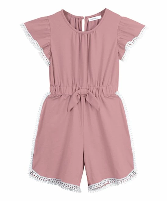 Top 10 ๐ Trend Blossoms Dusty Pink Bow-Front Angel-Sleeve Romper - ๐ง Girls ๐ 3 Top 10 ๐ Trend Blossoms Dusty Pink Bow-Front Angel-Sleeve Romper - ๐ง Girls ๐