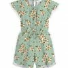 Promo 🔔 Trend Blossoms Dusty Mint & Peach Floral & Polka Dot Bow-Front Angel-Sleeve Romper - 👧 Girls 😍 -Trend Blossoms-shop zu110755273 main tm1668870340