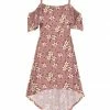 Buy 🛒 Trend Blossoms Dusty Rose Floral & Polka Dot Cold-Shoulder Hi-Low 👗 Dress - 👧 Girls 🥰 -Trend Blossoms-shop zu110755276 main tm1668870340