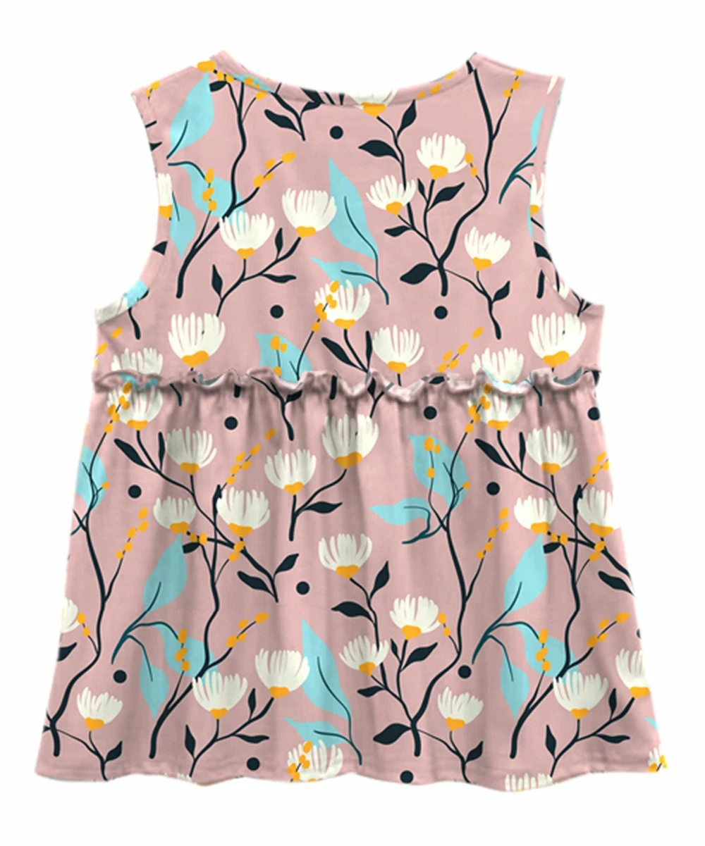 Top 10 ๐คฉ Trend Blossoms Dusty Pink & White Floral Ruffle-Accent Sleeveless Tunic - ๐ง Girls ๐ฏ 4 Top 10 ๐คฉ Trend Blossoms Dusty Pink & White Floral Ruffle-Accent Sleeveless Tunic - ๐ง Girls ๐ฏ - Image 2