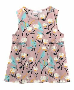 Top 10 🤩 Trend Blossoms Dusty Pink & White Floral Ruffle-Accent Sleeveless Tunic - 👧 Girls 💯