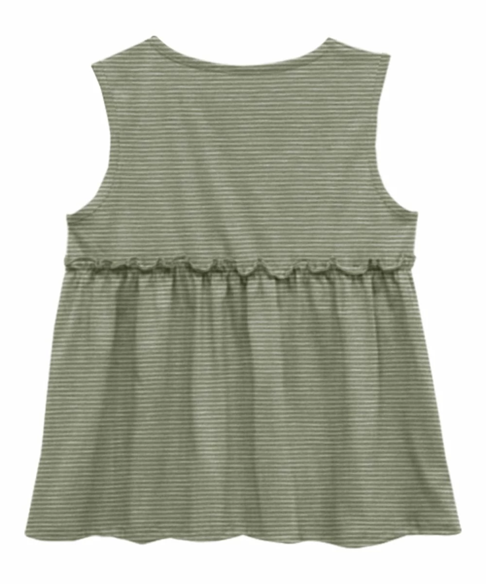 Coupon ๐คฉ Trend Blossoms Sage Green Stripe Ruffle-Accent Sleeveless Tunic - ๐ง Girls ๐ฅ 5 Coupon ๐คฉ Trend Blossoms Sage Green Stripe Ruffle-Accent Sleeveless Tunic - ๐ง Girls ๐ฅ - Image 3