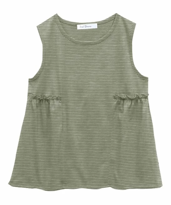 Coupon ๐คฉ Trend Blossoms Sage Green Stripe Ruffle-Accent Sleeveless Tunic - ๐ง Girls ๐ฅ 3 Coupon ๐คฉ Trend Blossoms Sage Green Stripe Ruffle-Accent Sleeveless Tunic - ๐ง Girls ๐ฅ