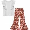 Hot Sale ⭐ Trend Blossoms White Ruffle-Accent Sleeveless Top & Brown Floral Flare Pants - 👧 Girls ⌛ 1 Hot Sale ⭐ Trend Blossoms White Ruffle-Accent Sleeveless Top & Brown Floral Flare Pants - 👧 Girls ⌛ -Trend Blossoms-shop zu110823531 main tm1668881386