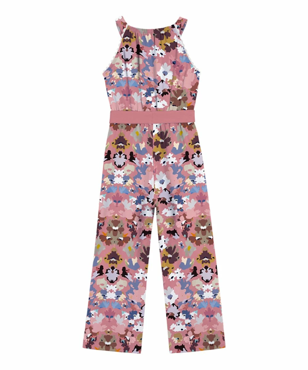 Wholesale ๐คฉ Trend Blossoms Dusty Pink & Blue Floral Bow-Belted Sleeveless Jumpsuit - ๐ง Girls ๐ 4 Wholesale ๐คฉ Trend Blossoms Dusty Pink & Blue Floral Bow-Belted Sleeveless Jumpsuit - ๐ง Girls ๐ - Image 2