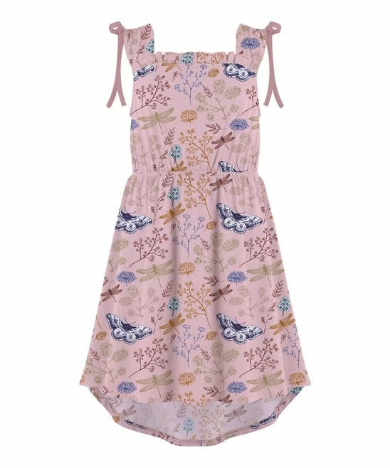Budget ๐คฉ Trend Blossoms Dusty Pink & Blue Dragonfly & Floral Tie-accent Sleeveless Hi-low ๐ Dress - ๐ง Girls ๐ 3 Budget ๐คฉ Trend Blossoms Dusty Pink & Blue Dragonfly & Floral Tie-accent Sleeveless Hi-low ๐ Dress - ๐ง Girls ๐