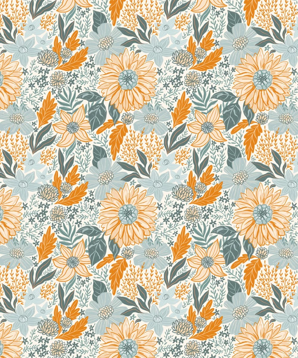 Budget ๐คฉ Trend Blossoms Dusty Turquoise & Orange Floral Leaf Ruffle-yoke Jumpsuit - ๐ง Girls โจ 5 Budget ๐คฉ Trend Blossoms Dusty Turquoise & Orange Floral Leaf Ruffle-yoke Jumpsuit - ๐ง Girls โจ - Image 3