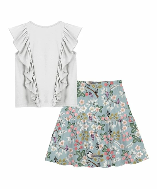 Best reviews of โญ Trend Blossoms White Ruffle Sleeveless Top & Dusty Blue & Pink Floral Bow-accent ๐ Skirt - ๐ง Girls ๐ 4 Best reviews of โญ Trend Blossoms White Ruffle Sleeveless Top & Dusty Blue & Pink Floral Bow-accent ๐ Skirt - ๐ง Girls ๐ - Image 2