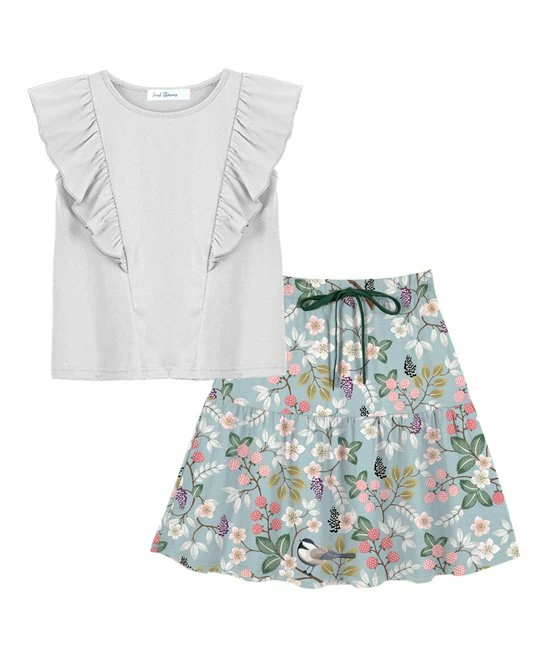 Best reviews of โญ Trend Blossoms White Ruffle Sleeveless Top & Dusty Blue & Pink Floral Bow-accent ๐ Skirt - ๐ง Girls ๐ 3 Best reviews of โญ Trend Blossoms White Ruffle Sleeveless Top & Dusty Blue & Pink Floral Bow-accent ๐ Skirt - ๐ง Girls ๐
