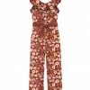 Cheapest ✔️ Trend Blossoms Rust Red & Pink Floral Ruffle-yoke Jumpsuit - 👧 Girls 👍 -Trend Blossoms-shop zu111160822 main tm1669738277