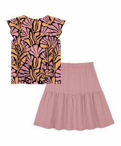 Brand new 👏 Trend Blossoms Pink & Orange Floral Ruffle Sleeveless Top & Bow-accent 👗 Skirt - 👧 Girls 🔔 -Trend Blossoms-shop zu111160823 alt 1 tm1669738277