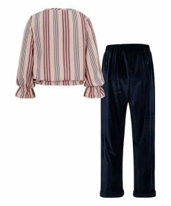 Deals ❤️ Trend Blossoms Pink Stripe Ruffle-Sleeve Wrap Top & Navy Bow-Belted Pants - 👧 Girls ✨ 6 Deals ❤️ Trend Blossoms Pink Stripe Ruffle-Sleeve Wrap Top & Navy Bow-Belted Pants - 👧 Girls ✨ -Trend Blossoms-shop zu82740280 alt 1 tm1574181091