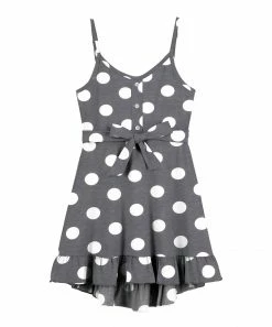 Best deal 😉 Trend Blossoms Dark Gray Polka Dot Bow-Belt Hi-Low 👗 Dress - 👧 Girls 👍