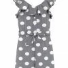 New 🛒 Trend Blossoms Gray Polka Dot Ruffle Collar Bow-Belt Romper - 👧 Girls 🧨 -Trend Blossoms-shop zu86839870 main tm1590243285