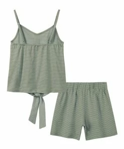 Buy 🔔 Trend Blossoms Light Green Stripe Tie-Waist Tank & Shorts - 👧 Girls 🎁 -Trend Blossoms-shop zu86966280 alt 1 tm1590795382
