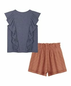 Cheap 👏 Trend Blossoms Dark Blue Ruffle-Accent Sleeveless Top & Coral Stripe Shorts - 👧 Girls ✔️ 6 Cheap 👏 Trend Blossoms Dark Blue Ruffle-Accent Sleeveless Top & Coral Stripe Shorts - 👧 Girls ✔️ -Trend Blossoms-shop zu87936002 alt 1 tm1594849391