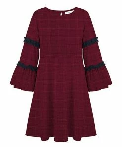 Best reviews of 😀 Trend Blossoms Black & Burgundy Plaid Houndstooth Ruffle-Accent A-Line 👗 Dress - 👧 Girls 🌟