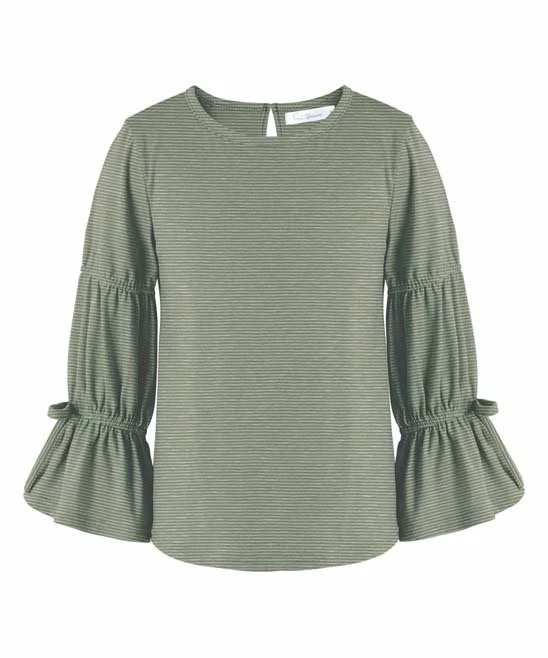 Hot Sale ๐ฅฐ Trend Blossoms Light Green Stripe Bow-Sleeve Top - ๐ง Girls ๐ 3 Hot Sale ๐ฅฐ Trend Blossoms Light Green Stripe Bow-Sleeve Top - ๐ง Girls ๐