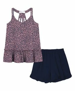 Promo ✔️ Trend Blossoms Pink Floral Racerback Tank & Black Ruffle-Accent Shorts - 👧 Girls 🎉