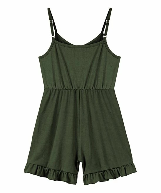 Brand new 😀 Trend Blossoms Dark Green Bow-Accent Romper - 👧 Girls 🎉 4 Brand new 😀 Trend Blossoms Dark Green Bow-Accent Romper - 👧 Girls 🎉 - Image 2