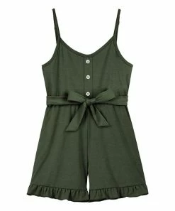 Trend Blossoms-shop 7 Brand new 😀 Trend Blossoms Dark Green Bow-Accent Romper - 👧 Girls 🎉