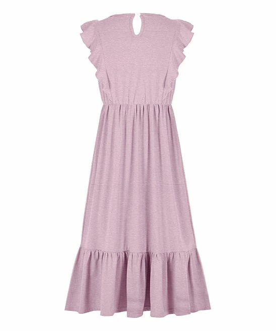 Budget ๐ฏ Trend Blossoms Light Pink Stripe Ruffle-Accent A-Line ๐ Dress - ๐ง Girls ๐ 4 Budget ๐ฏ Trend Blossoms Light Pink Stripe Ruffle-Accent A-Line ๐ Dress - ๐ง Girls ๐ - Image 2