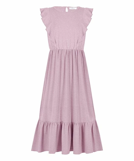 Budget ๐ฏ Trend Blossoms Light Pink Stripe Ruffle-Accent A-Line ๐ Dress - ๐ง Girls ๐ 3 Budget ๐ฏ Trend Blossoms Light Pink Stripe Ruffle-Accent A-Line ๐ Dress - ๐ง Girls ๐