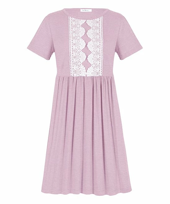 Best Pirce โ๏ธ Trend Blossoms Light Pink & White Stripe Lace-Accent A-Line ๐ Dress - ๐ง Girls ๐ 3 Best Pirce โ๏ธ Trend Blossoms Light Pink & White Stripe Lace-Accent A-Line ๐ Dress - ๐ง Girls ๐