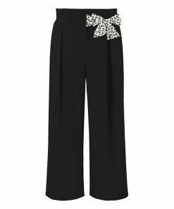 Promo ✔️ Trend Blossoms Black Leopard Bow-Accent Wide-Leg Pants - 👧 Girls 👏