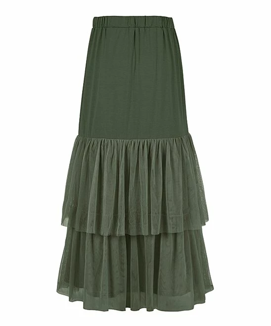 Deals 🥰 Trend Blossoms Dark Green Tiered Tulle Maxi 👗 Skirt - 👧 Girls 🎉 4 Deals 🥰 Trend Blossoms Dark Green Tiered Tulle Maxi 👗 Skirt - 👧 Girls 🎉 - Image 2