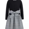 Discount ✨ Trend Blossoms Black & Gray Plaid Bow A-Line 👗 Dress - 👧 Girls 🎉 -Trend Blossoms-shop zu98895207 main tm1629817394