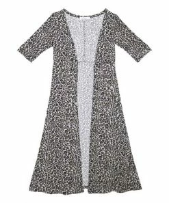 Outlet 🛒 Trend Blossoms Black & White Leopard Long Open Cardigan - 👧 Girls 💯