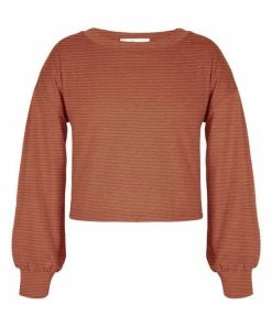 Wholesale 😍 Trend Blossoms Orange Bishop-Sleeve Crewneck Top - 👧 Girls 🤩