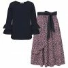 Cheap 🥰 Trend Blossoms Dark Navy Ruffle Long-Sleeve Top & Pink Floral Tie-Waist 👗 Skirt - 👧 Girls 🤩 -Trend Blossoms-shop zu99497294 main tm1632406908